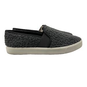 Vince Womens 10 Blair Sneaker Grey Faux Shearling Slip On Low Almond Toe Shoe